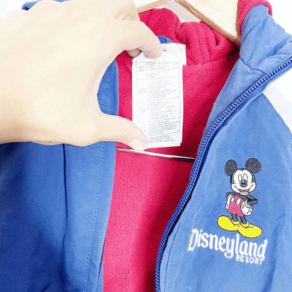 Disney Disneyland Fleece windbreaker hooded jacket hooded Mickey mouse XS 4-5